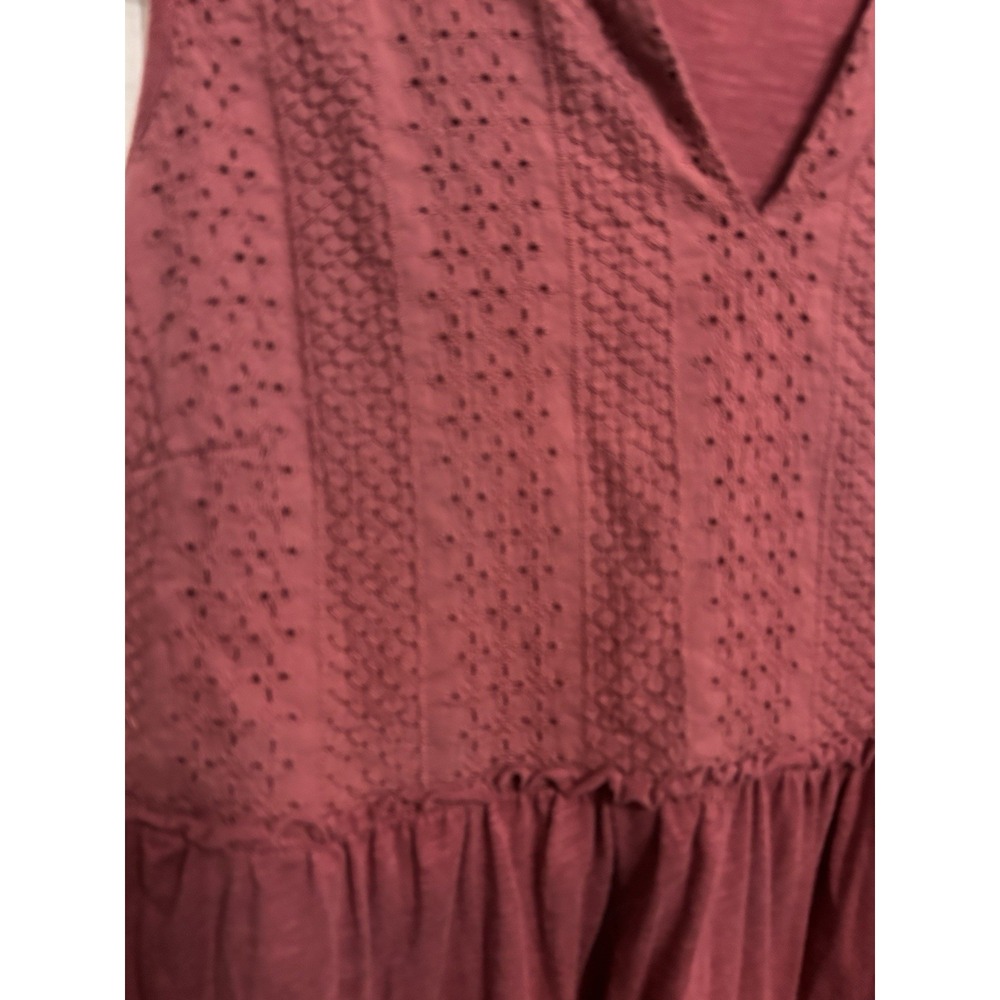 Torrid Vintage Slub 1 Notch Neck Lace Babydoll Tank Top Ruffle Boho Cottagecore - Picture 3 of 10